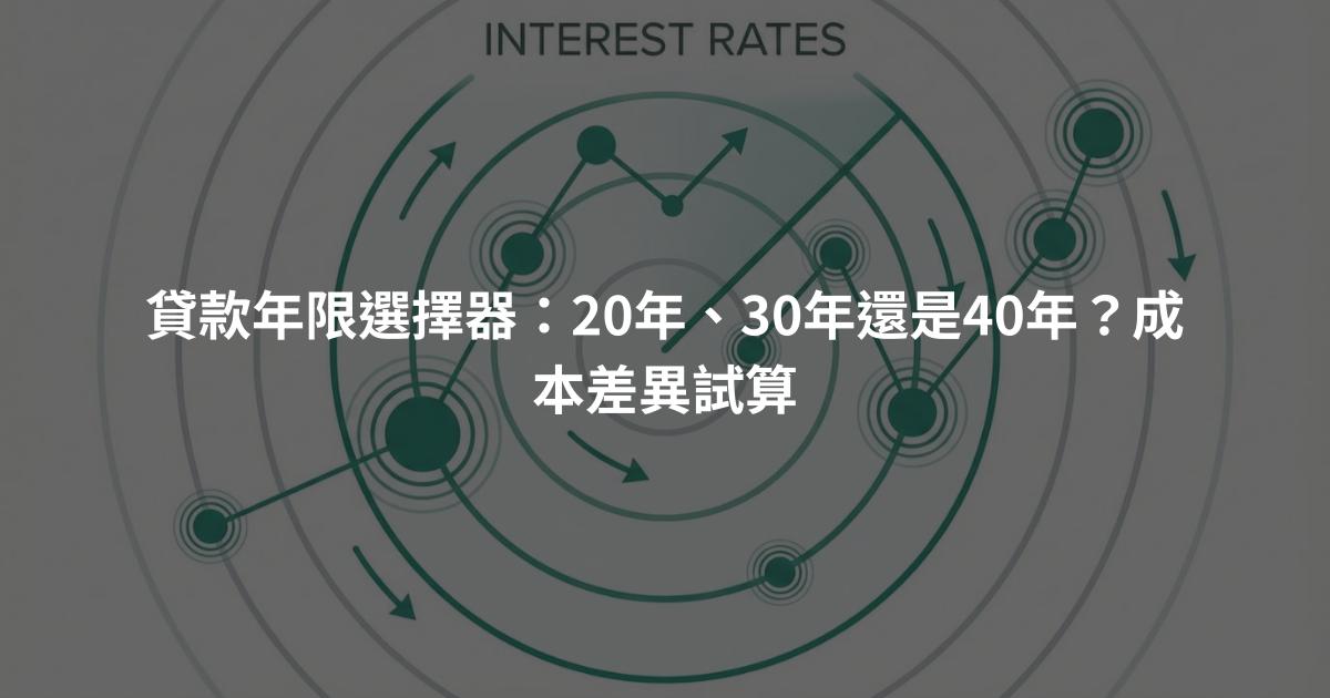 貸款年限選擇器：20年、30年還是40年？成本差異試算